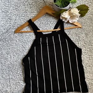 Black & White Striped Crop Tank